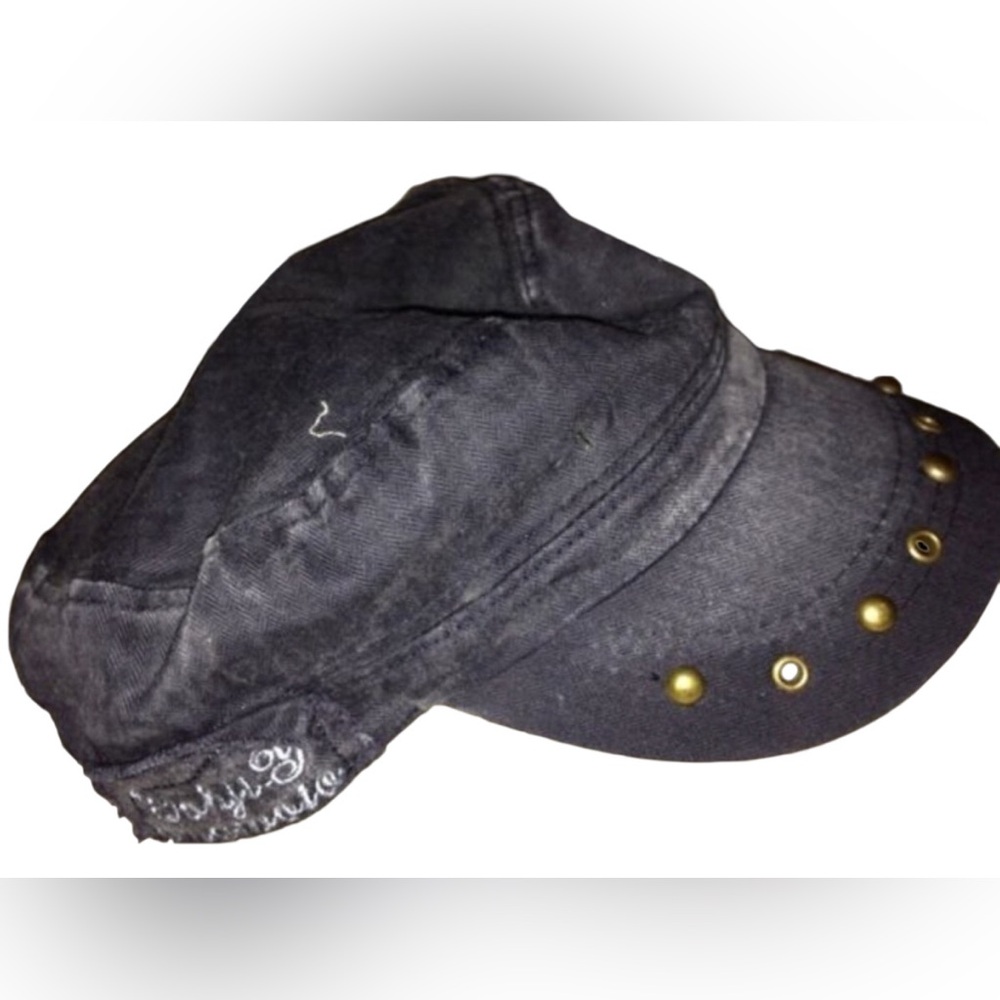 Vintage Distressed Studded Fashion Cap Hat Deadstock Distressed Black - Picture 5 of 5